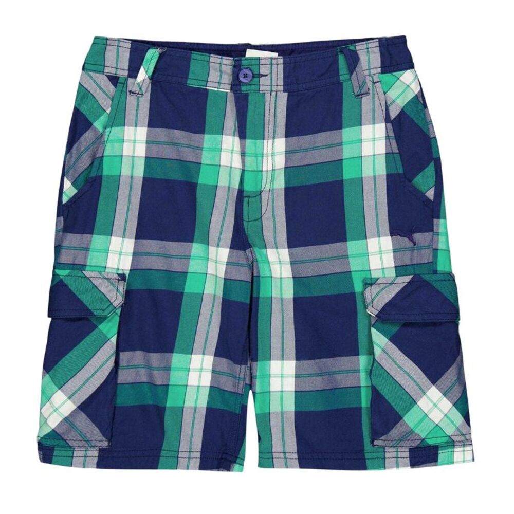Puma Childrens/Kids Checked Beach Shorts / Green